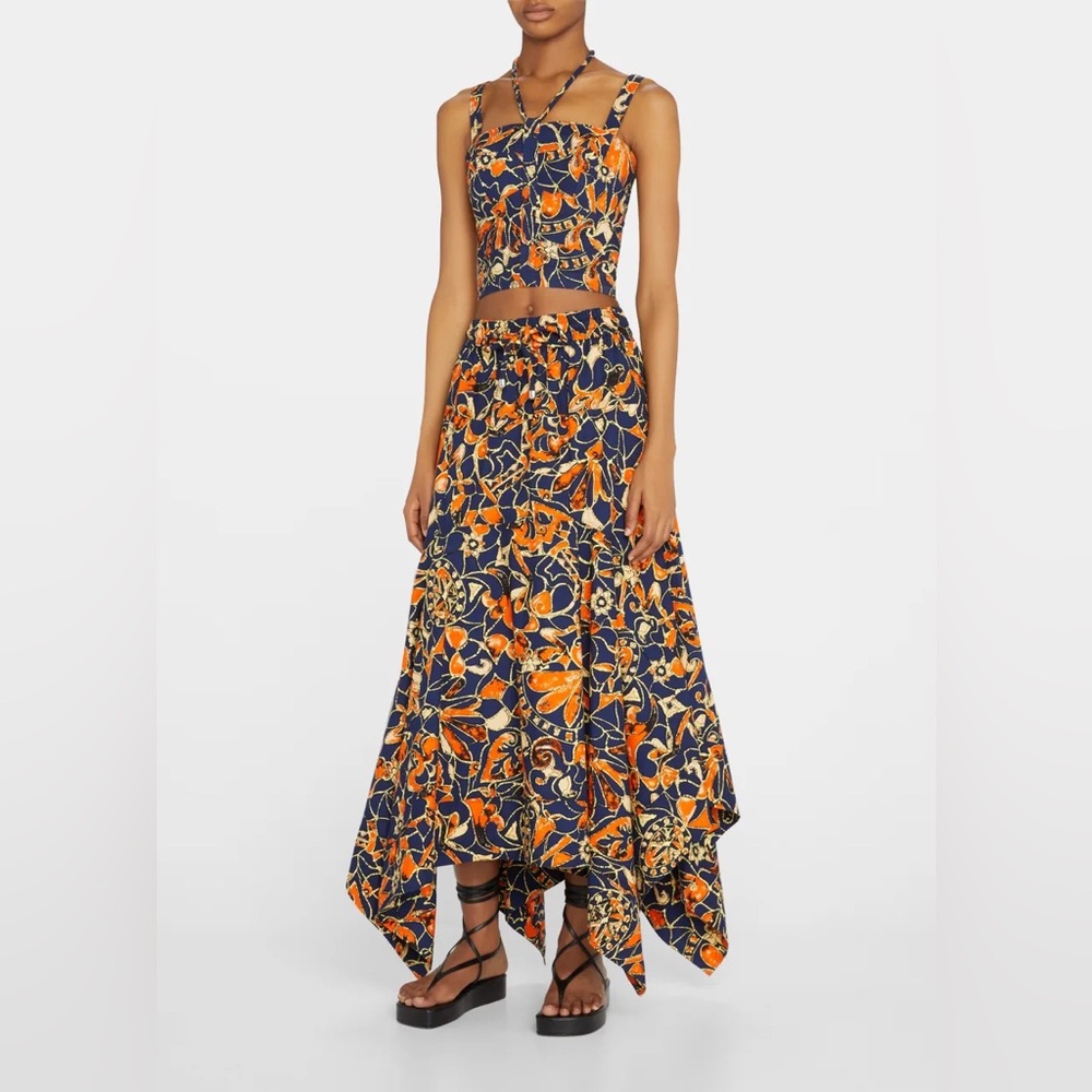 A.L.C. Blanca Abstract Printed Handkerchief Maxi Skirt Set  Size 6